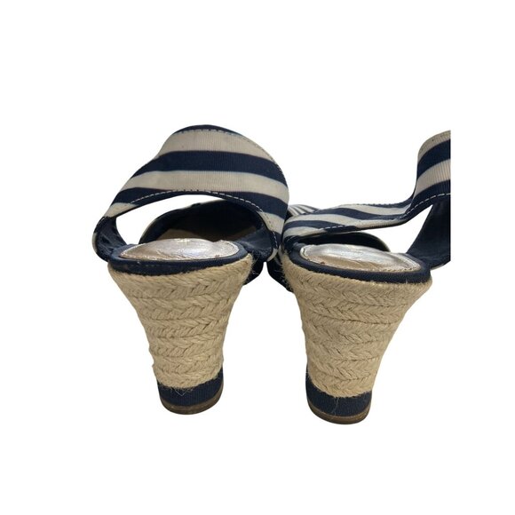 Liz Claiborne bria2 womens size 8M Blue White Striped Espadrille Wedges shoes - Picture 3 of 7